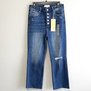 NWT Risen Crop Straight Leg Button Fly Denim Jeans